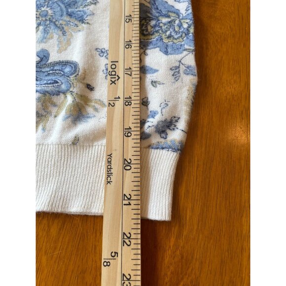 Ralph Lauren Chaps Womens 3/4 Sleeve Floral Linen Blend Sweater Sz S Cottagecore - Picture 5 of 8